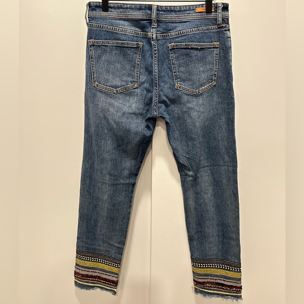 Pilcro High-Rise Embroidered Slim Straight Jeans, Denim Medium Blue - Picture 14 of 16